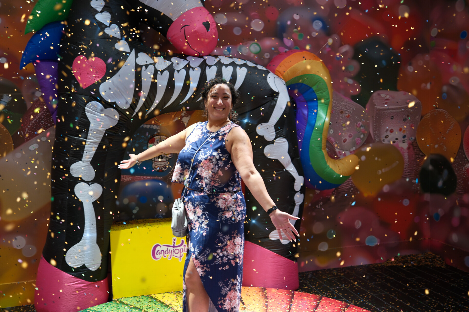 Bunkin' making a grand, joyful entrance into the delightful wonderland of Candytopia.