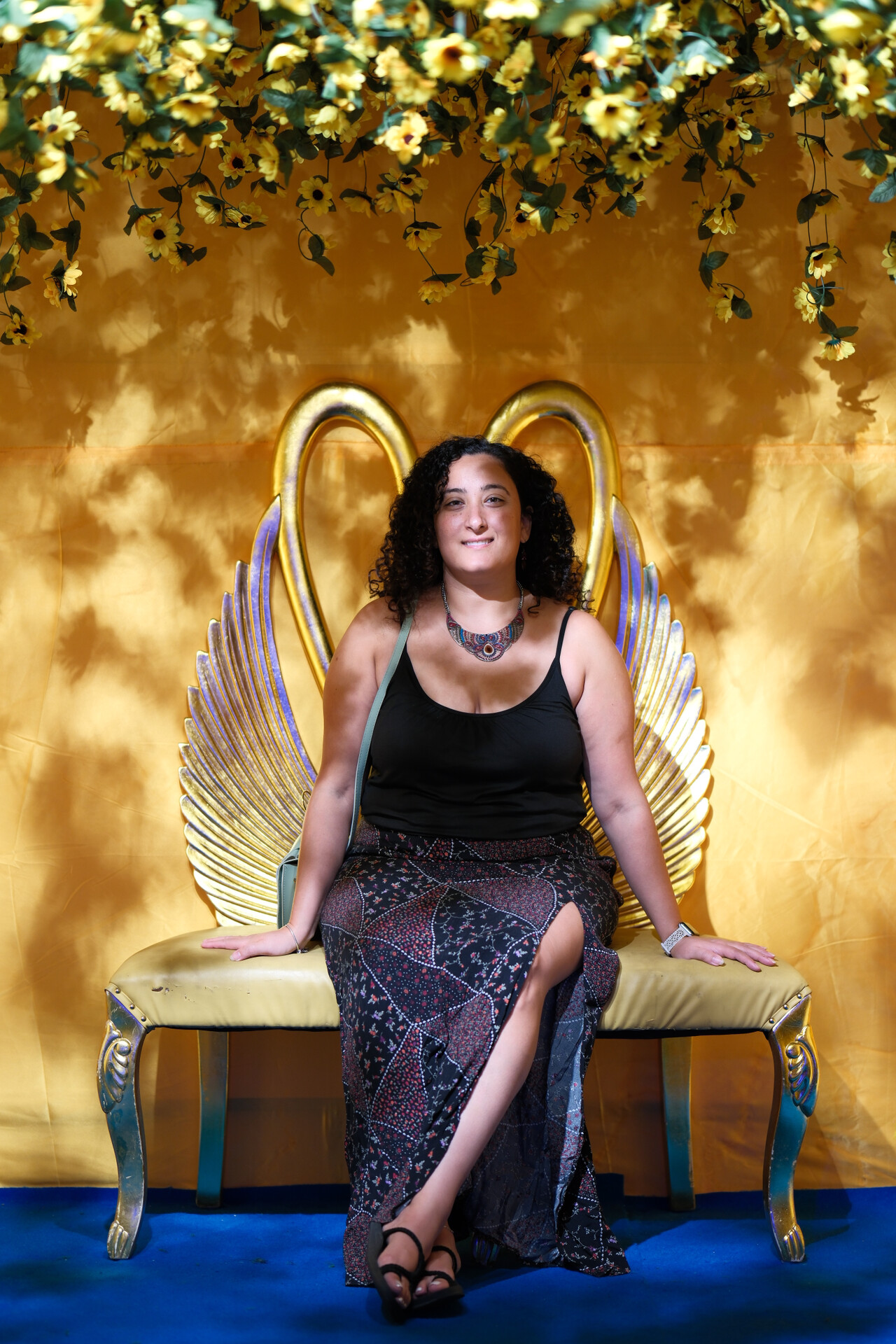 Bunkin' seated gracefully on a golden swan throne.