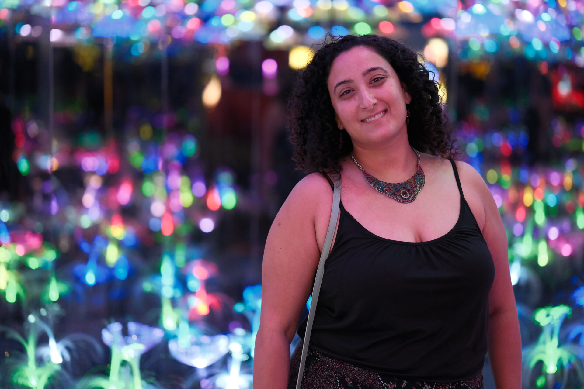 Bunkin' navigating a tunnel of vibrant, colorful lights.