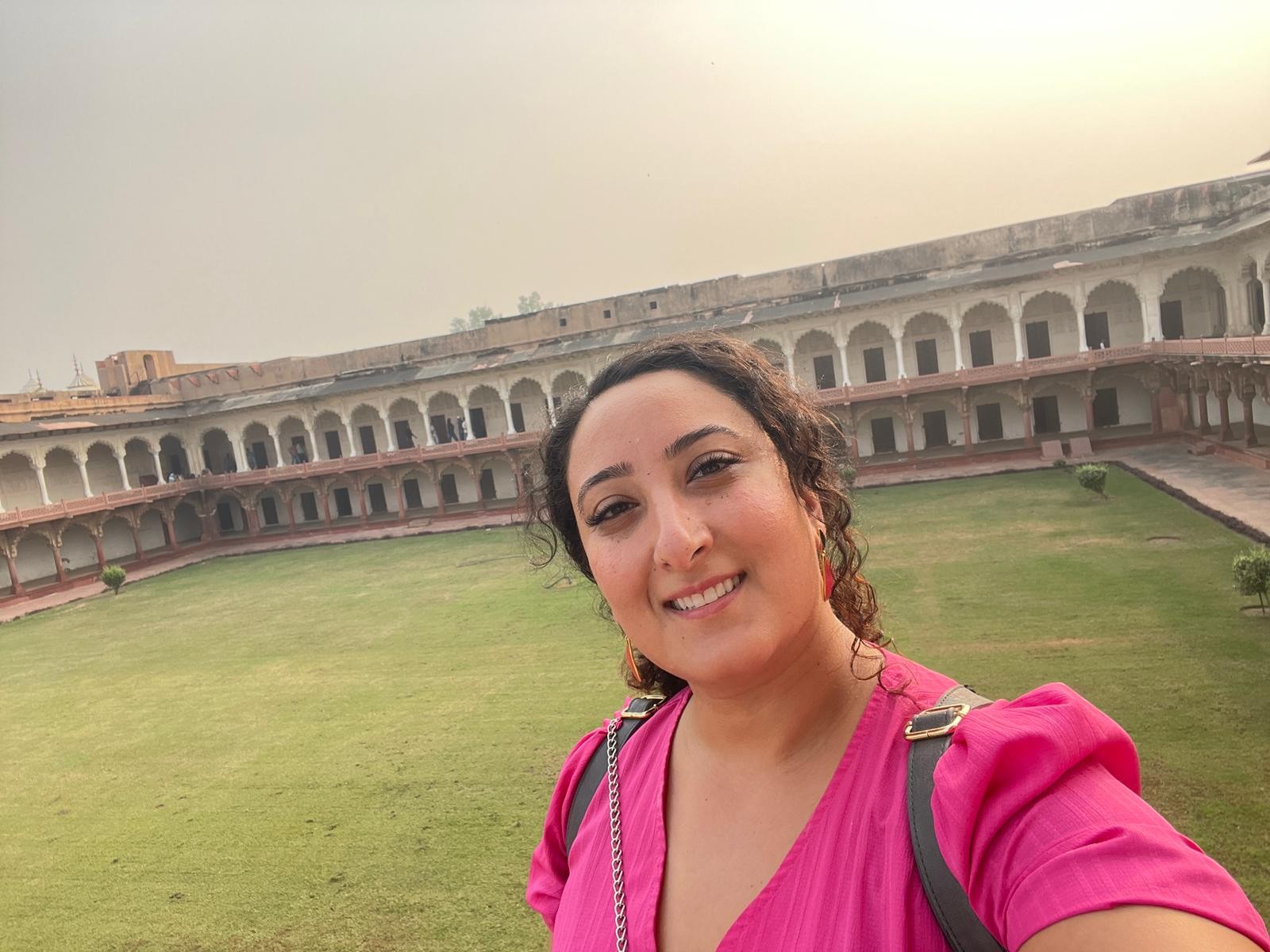 Bunkin' taking a selfie while exploring the historic ramparts and courtyards of the Agra Fort.