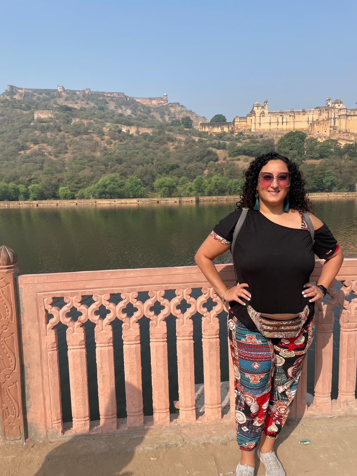 Bunkin' by a lake with a fort view in Rajasthan, India.